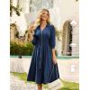 imageGRACE KARIN Women Fall Midi Dress 2025 A Line Smocked Work Dress Fit and Flare V Neck Zipper 34 Sleeve Dress Casual PocketsNavy Blue