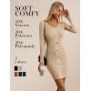 imageGRACE KARIN Women Midi Sweater Dresses 2025 Fall Long Sleeve Knit Ribbed Bodycon Button Up Casual Outfits ClothesApricot