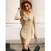 imageGRACE KARIN Women Midi Sweater Dresses 2025 Fall Long Sleeve Knit Ribbed Bodycon Button Up Casual Outfits ClothesApricot