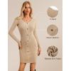 imageGRACE KARIN Women Midi Sweater Dresses 2025 Fall Long Sleeve Knit Ribbed Bodycon Button Up Casual Outfits ClothesApricot