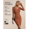 imageGRACE KARIN Women Midi Sweater Dresses 2025 Fall Long Sleeve Knit Ribbed Bodycon Button Up Casual Outfits ClothesBrown