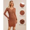 imageGRACE KARIN Women Midi Sweater Dresses 2025 Fall Long Sleeve Knit Ribbed Bodycon Button Up Casual Outfits ClothesBrown