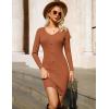 imageGRACE KARIN Women Midi Sweater Dresses 2025 Fall Long Sleeve Knit Ribbed Bodycon Button Up Casual Outfits ClothesBrown