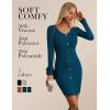 imageGRACE KARIN Women Midi Sweater Dresses 2025 Fall Long Sleeve Knit Ribbed Bodycon Button Up Casual Outfits ClothesDark Blue