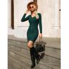 imageGRACE KARIN Women Midi Sweater Dresses 2025 Fall Long Sleeve Knit Ribbed Bodycon Button Up Casual Outfits ClothesDark Green