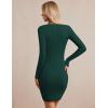 imageGRACE KARIN Women Midi Sweater Dresses 2025 Fall Long Sleeve Knit Ribbed Bodycon Button Up Casual Outfits ClothesDark Green