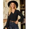 imageGRACE KARIN Women Tops V Neck Long Sleeve Shirts Lace Dressy Casual Business Blouses Fall Fashion 2025Black