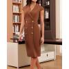 imageGRACE KARIN Women Work Bodycon Dresses 2025Business Office Midi Cap Sleeve Button Pencil Formal Outfits with PocketsBrown