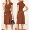 imageGRACE KARIN Women Work Bodycon Dresses 2025Business Office Midi Cap Sleeve Button Pencil Formal Outfits with PocketsBrown