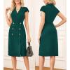 imageGRACE KARIN Women Work Bodycon Dresses 2025Business Office Midi Cap Sleeve Button Pencil Formal Outfits with PocketsDark Green