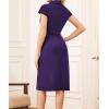 imageGRACE KARIN Women Work Bodycon Dresses 2025Business Office Midi Cap Sleeve Button Pencil Formal Outfits with PocketsDark Purple
