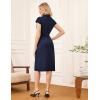 imageGRACE KARIN Women Work Bodycon Dresses 2025Business Office Midi Cap Sleeve Button Pencil Formal Outfits with PocketsNavy Blue