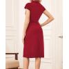 imageGRACE KARIN Women Work Bodycon Dresses 2025Business Office Midi Cap Sleeve Button Pencil Formal Outfits with PocketsRed