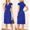imageGRACE KARIN Women Work Bodycon Dresses 2025Business Office Midi Cap Sleeve Button Pencil Formal Outfits with PocketsRoyal Blue