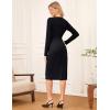imageGRACE KARIN Womens 2025 Fall Henly V Neck Business Work Dress Long Sleeve Bodycon Midi Elegant Office Sheath DressBlack
