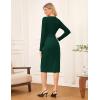 imageGRACE KARIN Womens 2025 Fall Henly V Neck Business Work Dress Long Sleeve Bodycon Midi Elegant Office Sheath DressDark Green