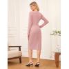 imageGRACE KARIN Womens 2025 Fall Henly V Neck Business Work Dress Long Sleeve Bodycon Midi Elegant Office Sheath DressPink