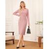 imageGRACE KARIN Womens 2025 Fall Henly V Neck Business Work Dress Long Sleeve Bodycon Midi Elegant Office Sheath DressPink