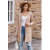 imageGRACE KARIN Womens 2025 Fashion Open Front Long Cardigan Sweaters Long Sleeve Lapel Knit Sweater Jacket with PocketsApricot