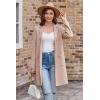 imageGRACE KARIN Womens 2025 Fashion Open Front Long Cardigan Sweaters Long Sleeve Lapel Knit Sweater Jacket with PocketsApricot
