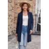 imageGRACE KARIN Womens 2025 Fashion Open Front Long Cardigan Sweaters Long Sleeve Lapel Knit Sweater Jacket with PocketsNavy Blue