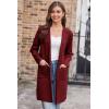 imageGRACE KARIN Womens 2025 Fashion Open Front Long Cardigan Sweaters Long Sleeve Lapel Knit Sweater Jacket with PocketsWine Red