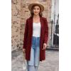imageGRACE KARIN Womens 2025 Fashion Open Front Long Cardigan Sweaters Long Sleeve Lapel Knit Sweater Jacket with PocketsWine Red