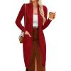 imageGRACE KARIN Womens 2025 Trendy Long Cardigans Sweater Lightweight Open Front Long Sleeve Maxi Duster Coats with PocketsDeep Red
