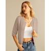 imageGRACE KARIN Womens 34 Short Sleeve Cropped Cardigan Lightweight Button up Crochet Knit Sweater Shrug for Summer Spring02 Khaki