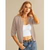 imageGRACE KARIN Womens 34 Short Sleeve Cropped Cardigan Lightweight Button up Crochet Knit Sweater Shrug for Summer Spring02 Khaki