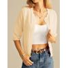 imageGRACE KARIN Womens 34 Short Sleeve Cropped Cardigan Lightweight Button up Crochet Knit Sweater Shrug for Summer SpringApricot