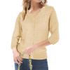 imageGRACE KARIN Womens 34 Short Sleeve Cropped Cardigan Lightweight Button up Crochet Knit Sweater Shrug for Summer SpringApricot