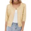 imageGRACE KARIN Womens 34 Short Sleeve Cropped Cardigan Lightweight Button up Crochet Knit Sweater Shrug for Summer SpringApricot