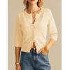 imageGRACE KARIN Womens 34 Short Sleeve Cropped Cardigan Lightweight Button up Crochet Knit Sweater Shrug for Summer SpringApricot