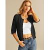 imageGRACE KARIN Womens 34 Short Sleeve Cropped Cardigan Lightweight Button up Crochet Knit Sweater Shrug for Summer SpringBlack