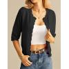 imageGRACE KARIN Womens 34 Short Sleeve Cropped Cardigan Lightweight Button up Crochet Knit Sweater Shrug for Summer SpringBlack