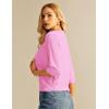 imageGRACE KARIN Womens 34 Short Sleeve Cropped Cardigan Lightweight Button up Crochet Knit Sweater Shrug for Summer SpringBright Pink