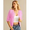 imageGRACE KARIN Womens 34 Short Sleeve Cropped Cardigan Lightweight Button up Crochet Knit Sweater Shrug for Summer SpringBright Pink