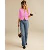 imageGRACE KARIN Womens 34 Short Sleeve Cropped Cardigan Lightweight Button up Crochet Knit Sweater Shrug for Summer SpringBright Pink