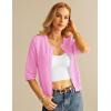 imageGRACE KARIN Womens 34 Short Sleeve Cropped Cardigan Lightweight Button up Crochet Knit Sweater Shrug for Summer SpringBright Pink