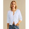 imageGRACE KARIN Womens 34 Short Sleeve Cropped Cardigan Lightweight Button up Crochet Knit Sweater Shrug for Summer SpringBright White