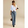 imageGRACE KARIN Womens 34 Short Sleeve Cropped Cardigan Lightweight Button up Crochet Knit Sweater Shrug for Summer SpringBright White