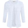 imageGRACE KARIN Womens 34 Short Sleeve Cropped Cardigan Lightweight Button up Crochet Knit Sweater Shrug for Summer SpringBright White