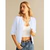 imageGRACE KARIN Womens 34 Short Sleeve Cropped Cardigan Lightweight Button up Crochet Knit Sweater Shrug for Summer SpringBright White
