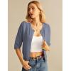 imageGRACE KARIN Womens 34 Short Sleeve Cropped Cardigan Lightweight Button up Crochet Knit Sweater Shrug for Summer SpringGray Blue