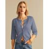 imageGRACE KARIN Womens 34 Short Sleeve Cropped Cardigan Lightweight Button up Crochet Knit Sweater Shrug for Summer SpringGray Blue