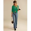 imageGRACE KARIN Womens 34 Short Sleeve Cropped Cardigan Lightweight Button up Crochet Knit Sweater Shrug for Summer SpringGreen