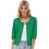 imageGRACE KARIN Womens 34 Short Sleeve Cropped Cardigan Lightweight Button up Crochet Knit Sweater Shrug for Summer SpringGreen