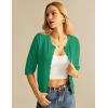 imageGRACE KARIN Womens 34 Short Sleeve Cropped Cardigan Lightweight Button up Crochet Knit Sweater Shrug for Summer SpringGreen