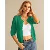 imageGRACE KARIN Womens 34 Short Sleeve Cropped Cardigan Lightweight Button up Crochet Knit Sweater Shrug for Summer SpringGreen